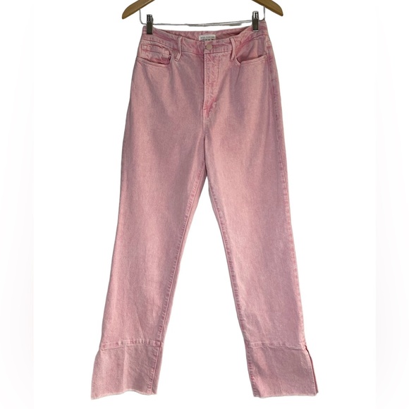 Good American Good Boy Straight Jeans Split Hem In MineralRoseQuar Pink Sz 6/28 - Picture 5 of 11